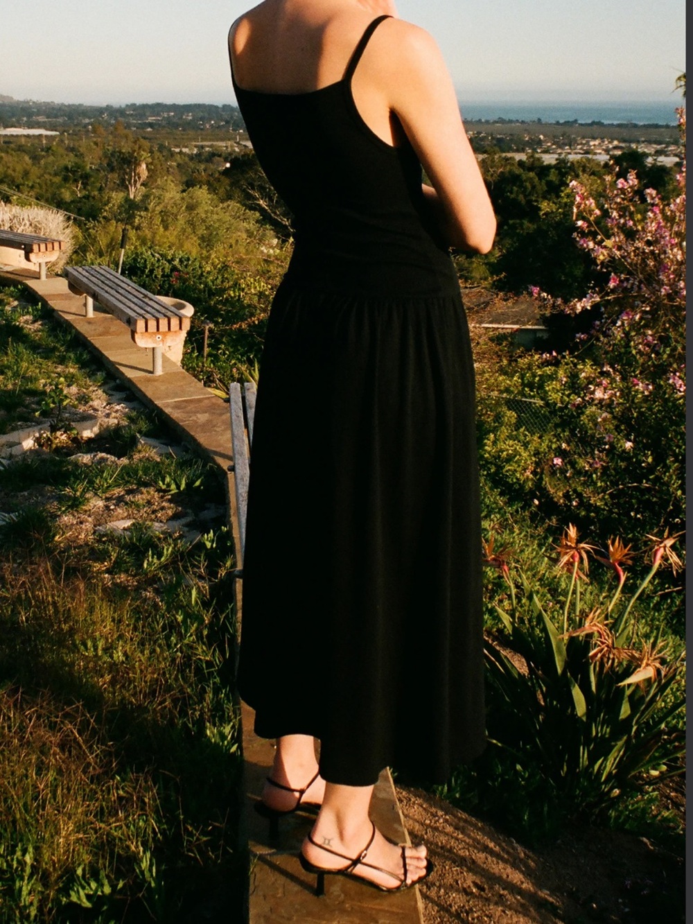 Gil Rodriguez LaPointe Black Spaghetti-Strap Midi Drop Waist Dress